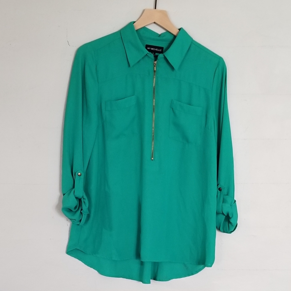 My Michelle | Emerald Green Hi-Low Blouse
